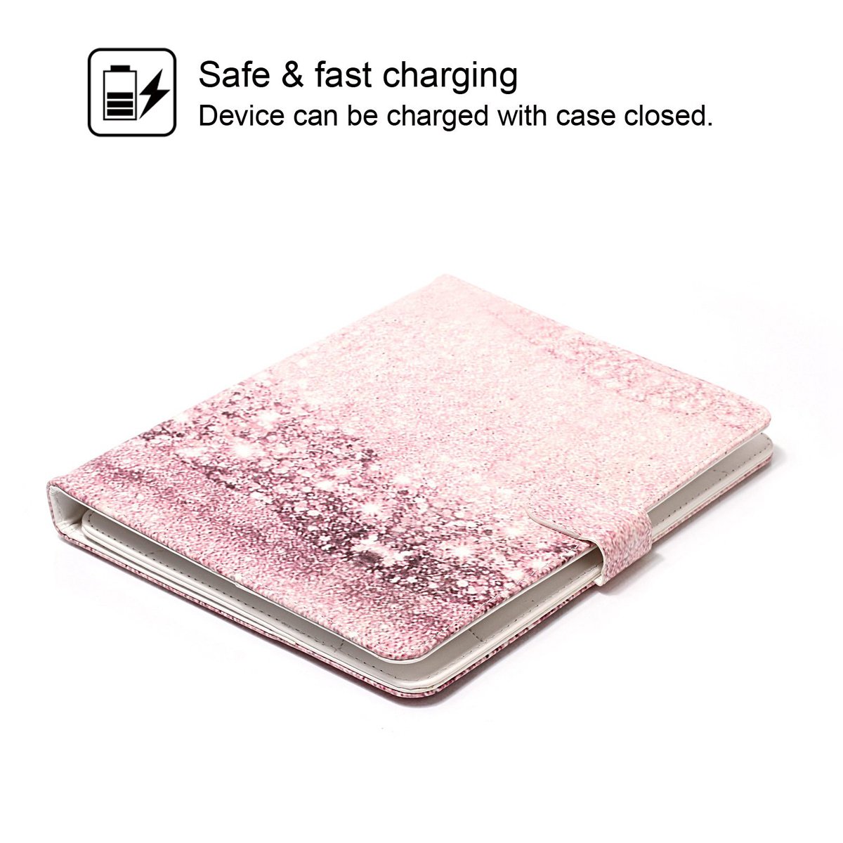 Funda universal de 10 pulgadas, cierre magnético de piel sintética [ranuras para tarjetas/dinero] Funda protectora para todas las tabletas universales de 10 pulgadas, Bling 6