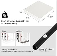 Vista 3 de Square Floating Shelves for Wall 8"W x 8"D x 1.2"H, Small Engineered Wood Wall Shelves with Invisible Brackets for Living Room Bedroom Bathroom