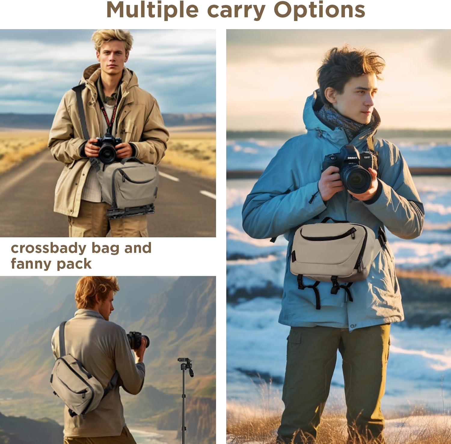 Camera Sling Bag,Waterproof Camera Case with Tripod Holder,Lightweight DSLR/SLR/Mirrorless Camera Bags Crossbody for photographers-Coffee - Image 6