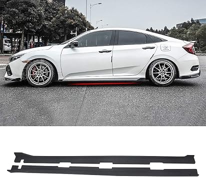 NINTE Side Skirts for 2016-2020 2021 Honda Civic Sedan Models Matte Black ABS Extension Lip Rocker Panels