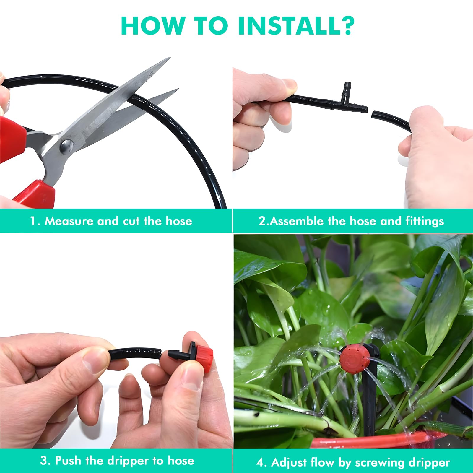 Nikou Set di 315 sistemi di irrigazione da giardino, kit per irrigazione fai da te, 60 m + 15 m, sistema di raffreddamento automatico a goccia, per paesaggio, piante, serra