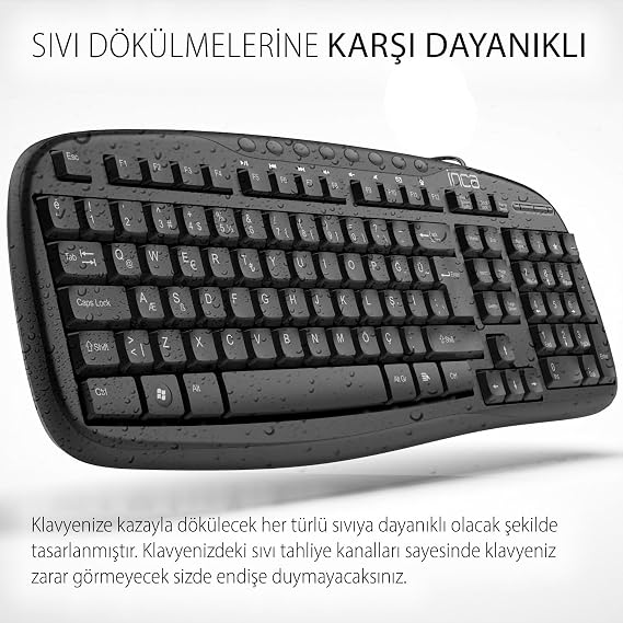 INCA IMK-384T Q/USB WIRED MULTIMEDIA Q KEYBOARD & MOUSE SET, 20 Multimedia keys, Ergonomic And Durable Material, Laser Indelible 112 Keys,Adjustable Tilt Angle
