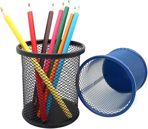 Miniatura 2 de Gullor Portalápices de escritorio, suministros de oficina, organizador de escritorio para brochas de maquillaje, juego de 2, negro y azul