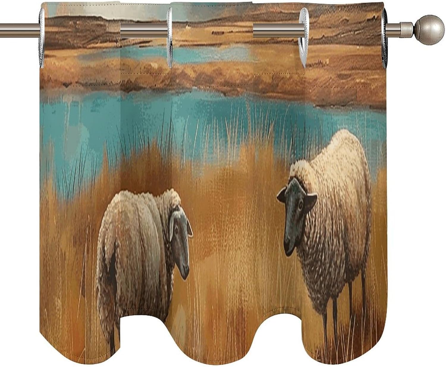 Grazing in The Fields Valance for Windows, 2 Pack Kitchen Curtains Modern Home Decor, Soft Blackout Window Curtains for Living Room & Bedroom, 18 X 52 Inch