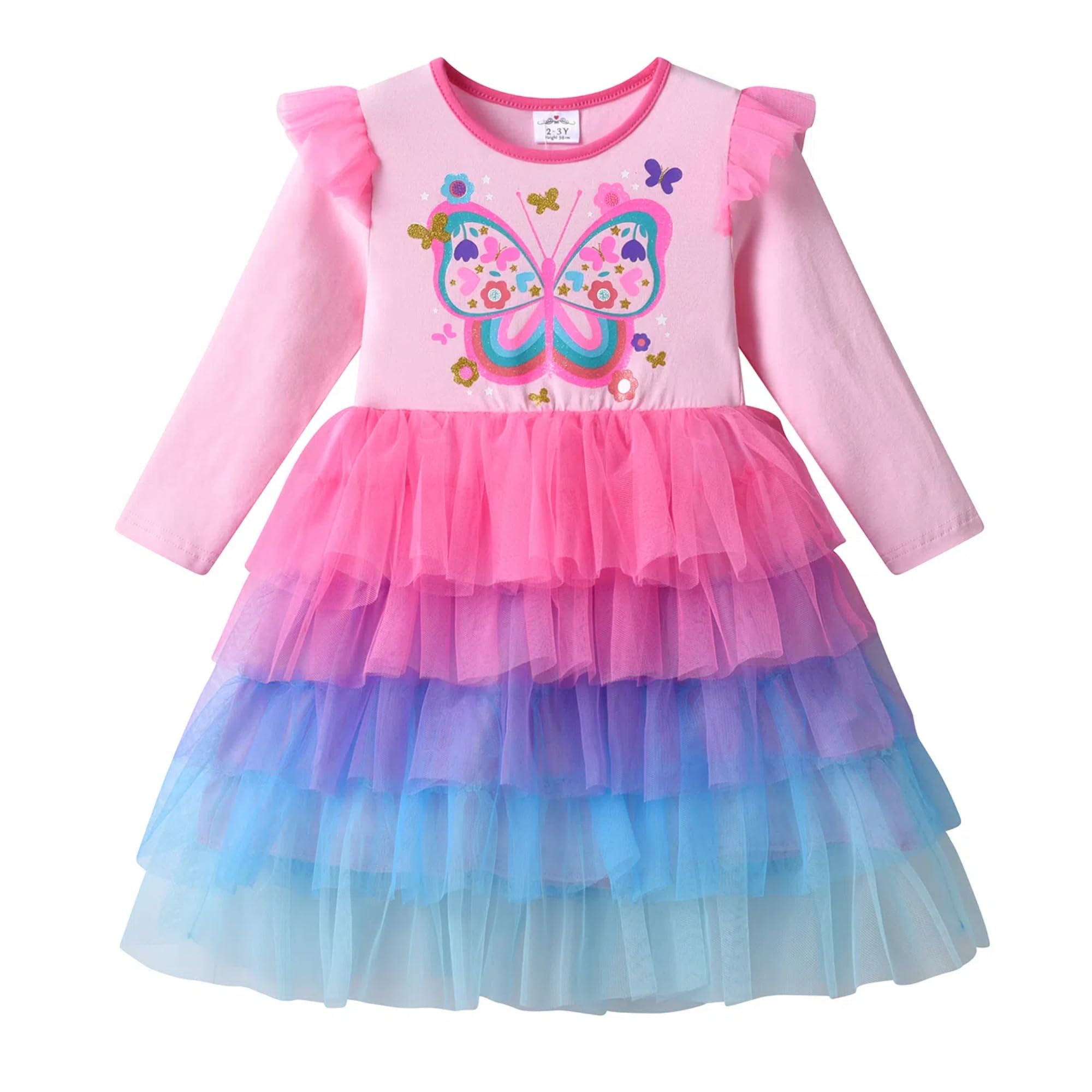 DXTON Toddler Girls Dress Long Sleeve Tutu Winter Birthday Party Dress for Little Girl 3-8T