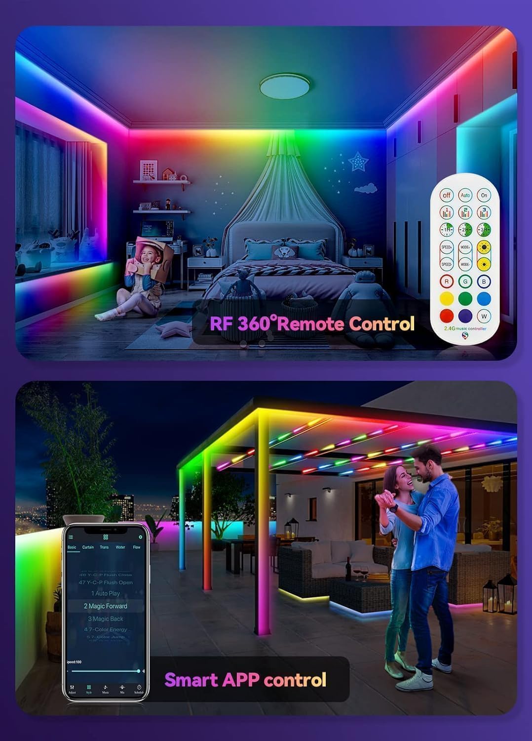 DIY WiFi RGB+IC 56FT Outdoor Led Strip Lights Waterproof image 4