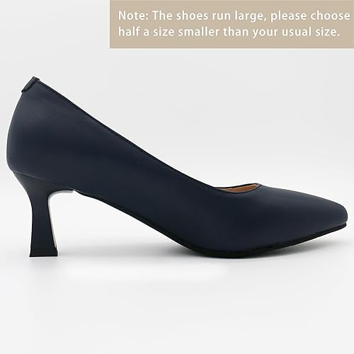 Miniatura 4 de ALLURENANA Zapatos de tacón bajo para mujer, puntera puntiaguda, gruesos, cómodos, sin cordones, tacón de bloque, puntera cerrada, zapatos de vestir