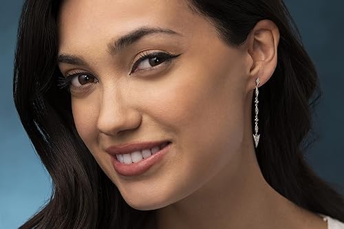 Miniatura 2 de Natalia Drake Pendientes largos de diamantes colgantes de 13 quilates para mujer en plata de ley 925 chapada en rodio, Metal, Diamante