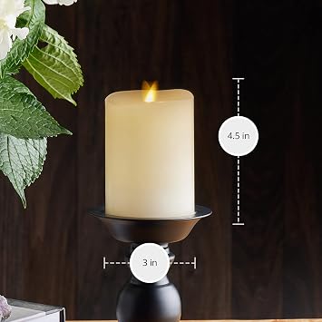 Luminara Realistic Artificial Moving Flame Pillar Candle - Moving Flame LED Battery Operated Lights - Unscented - Remote Ready - Remote Sold Separately - Ivory - 3 x 4.5