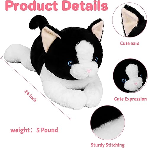 Miniatura 3 de Wepop Animales de peluche con peso de 5 libras, felpa de gato grande de 24 pulgadas, lindas almohadas de peluche suaves para adultos, niños y niñas