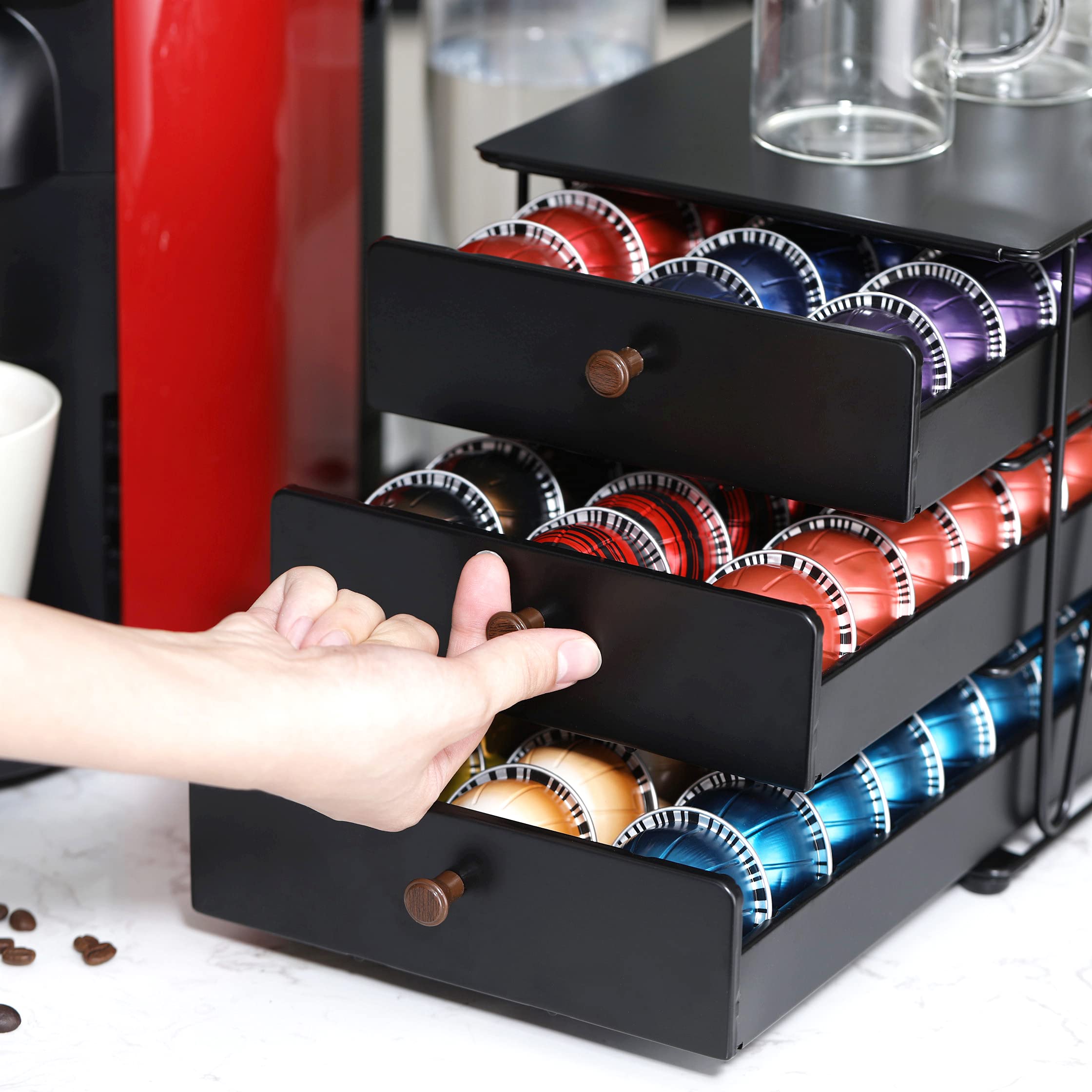 Soporte para cápsulas Nespresso Vertuo Pod Holder para cápsulas Vertuoline (90 cápsulas-3 niveles)