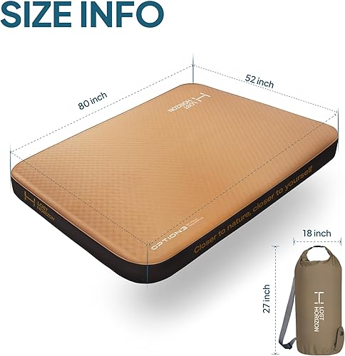 Miniatura 8 de LOSTHORIZON Colchón de campamento de aire y espuma, almohadilla de dormir autoinflable, 4.5 pulgadas de grosor, con bomba de aire