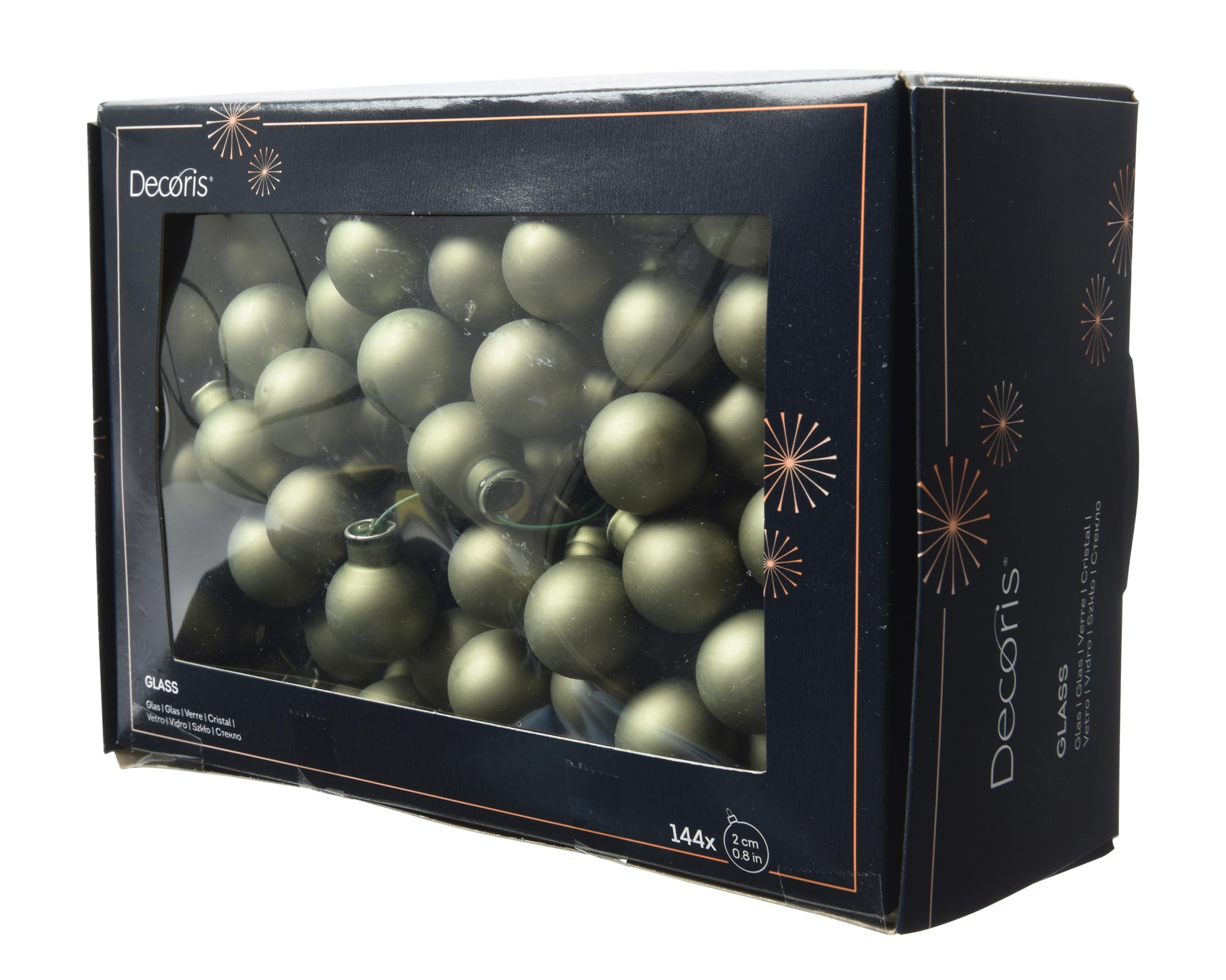 Boules de Noël sur fil de verre 2cm Kaemingk vert romarin mat brillant