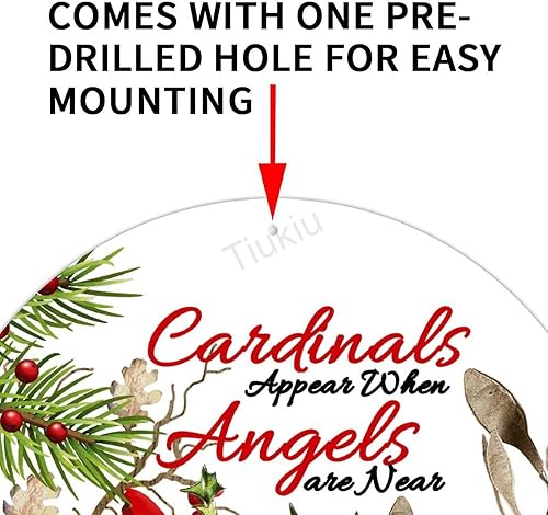 Miniatura 4 de Letrero de metal con texto en inglés "Welcome Cardinals Appear When Angels Are Near Round Metal Tin Sign", placa de pared rústica para el hogar,