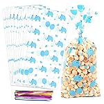 COQOFA 100 Pcs 5X11 Gift Wrap Cello Cellophane Treat Bags Clear Candy Cookie Plastic Poly Goodie Storage Bags with Twist Ties for Baby Shower, Birthday, Wedding, Party