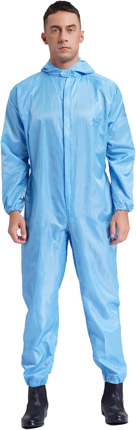 Men's Work Overall Anti-Static Dustproof Coveralls Nylon Jumpsuit Long Sleeve Spray Bodysuit