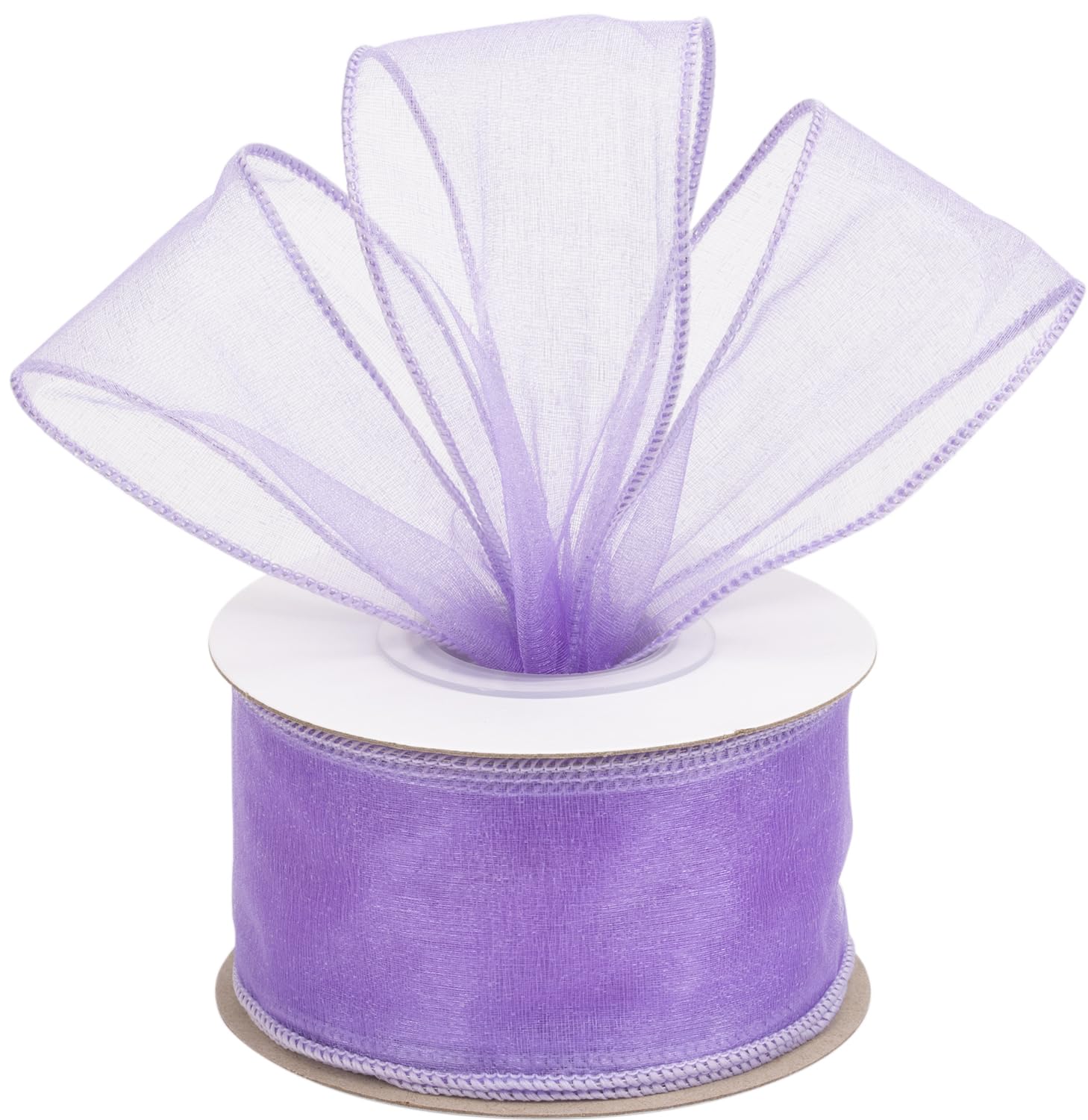 Joycrosso 2 Inch Lt. Purple Wired Organza Ribbon - 20 Yards Sheer Decorative Ribbon for Gift Wrapping, Wedding Decor, Christmas Tree, Crafts & DIY Projects