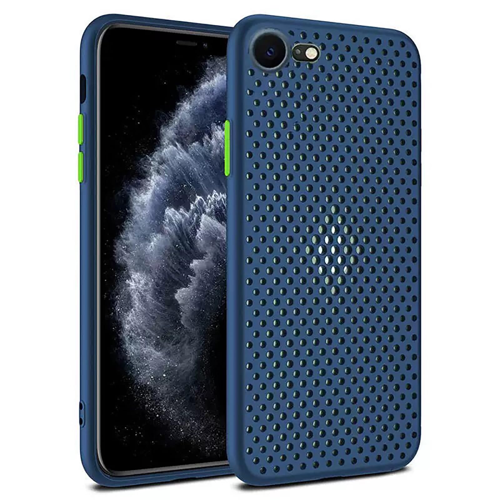 Luoiwei iPhone17E/16e 用 ケース メッシュ 超スリムな メッシュ 通気性 放熱 冷却 アイフォン17E/16e スマホケース カバー バンパー TPU 耐衝撃 防衝撃 擦り傷防止 滑り止め 軽量 薄型 (ネイビー)