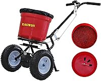 TaketheBurdenOutofChoosing 50lb Broadcast Spreader: Rustproof Poly Hopper, Adjustable Rate, All-Terrain Tires for Lawn Fertilizer & Seed
