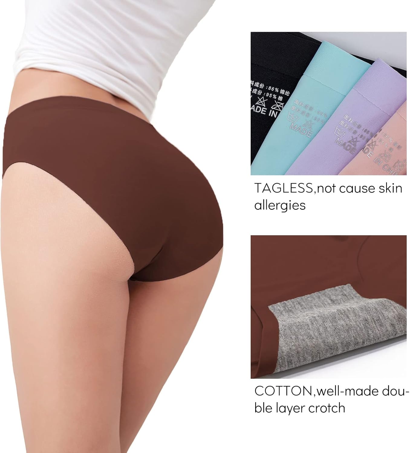 FallSweet No Show Underwear for Women Seamless High Cut Briefs Mid-waist Soft No Panty Lines,Pack of 5 - Image 2