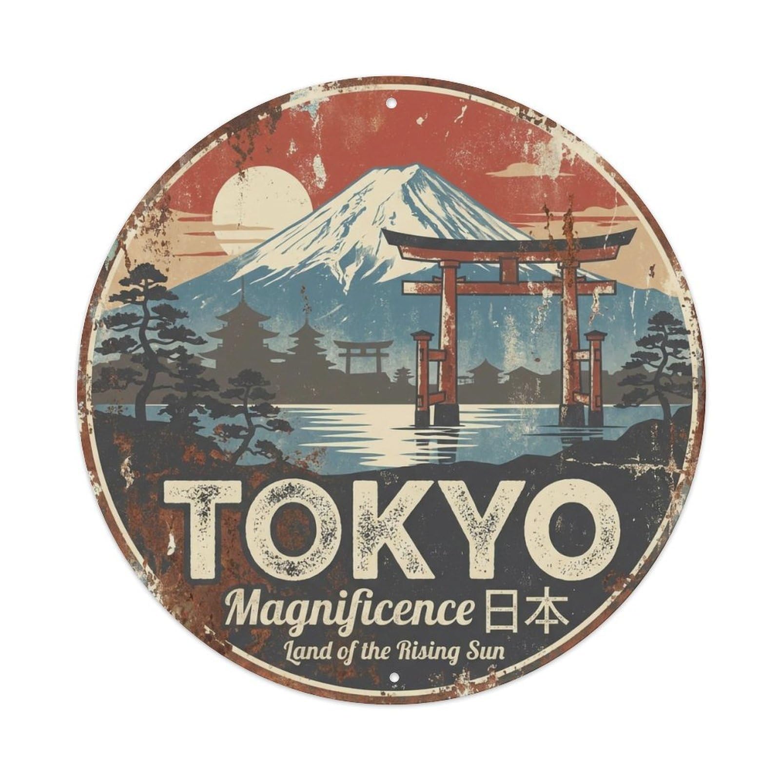 Vintage Travel Tokyo Japan Magnificence Vintage Metal Tin Sign Plaque Wall Decor for Cafe, Club Bar, Office, Garden Metal Poster 8x8Inch