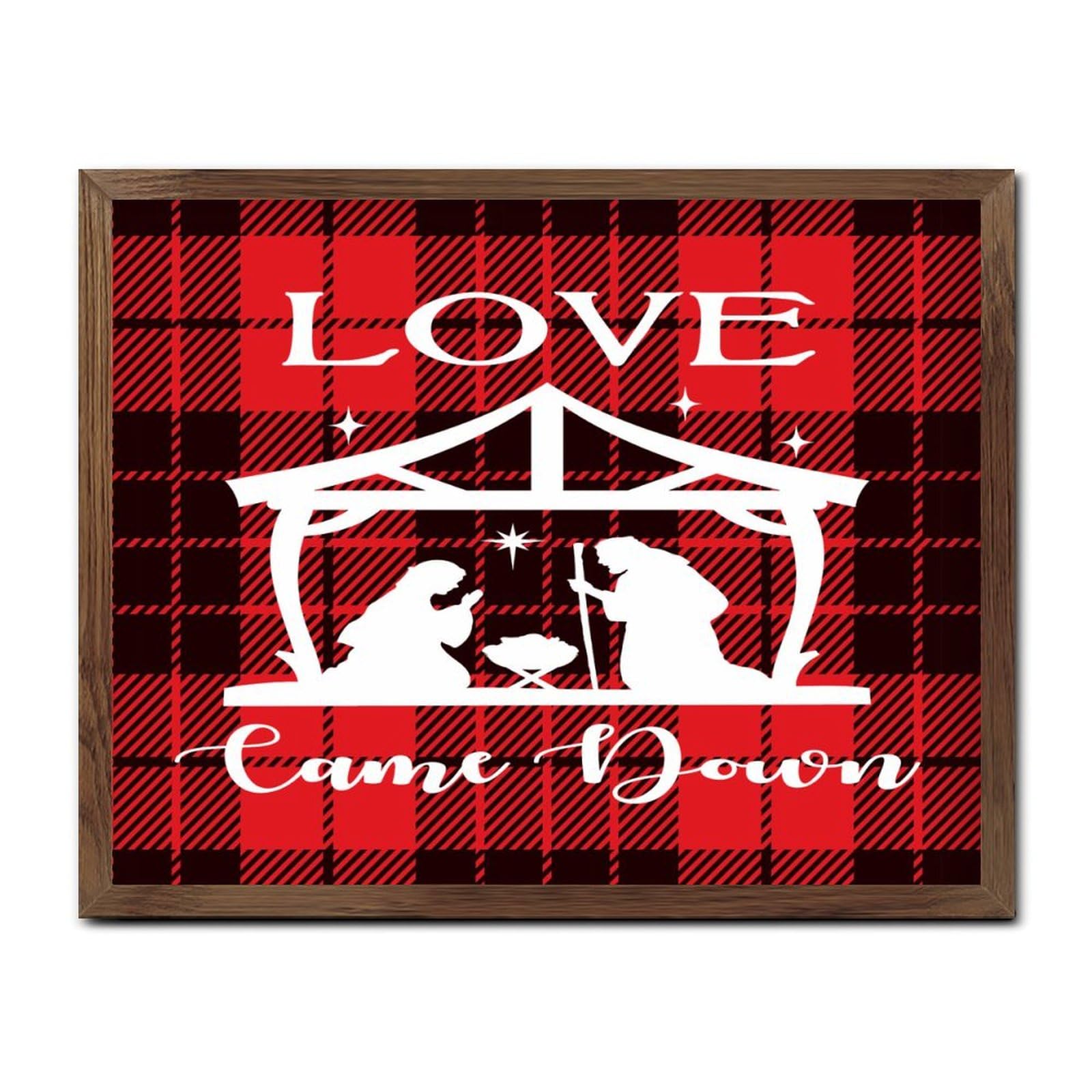 Panneau en bois Love Came Down rustique chrétien 40cm pour décoration de porche