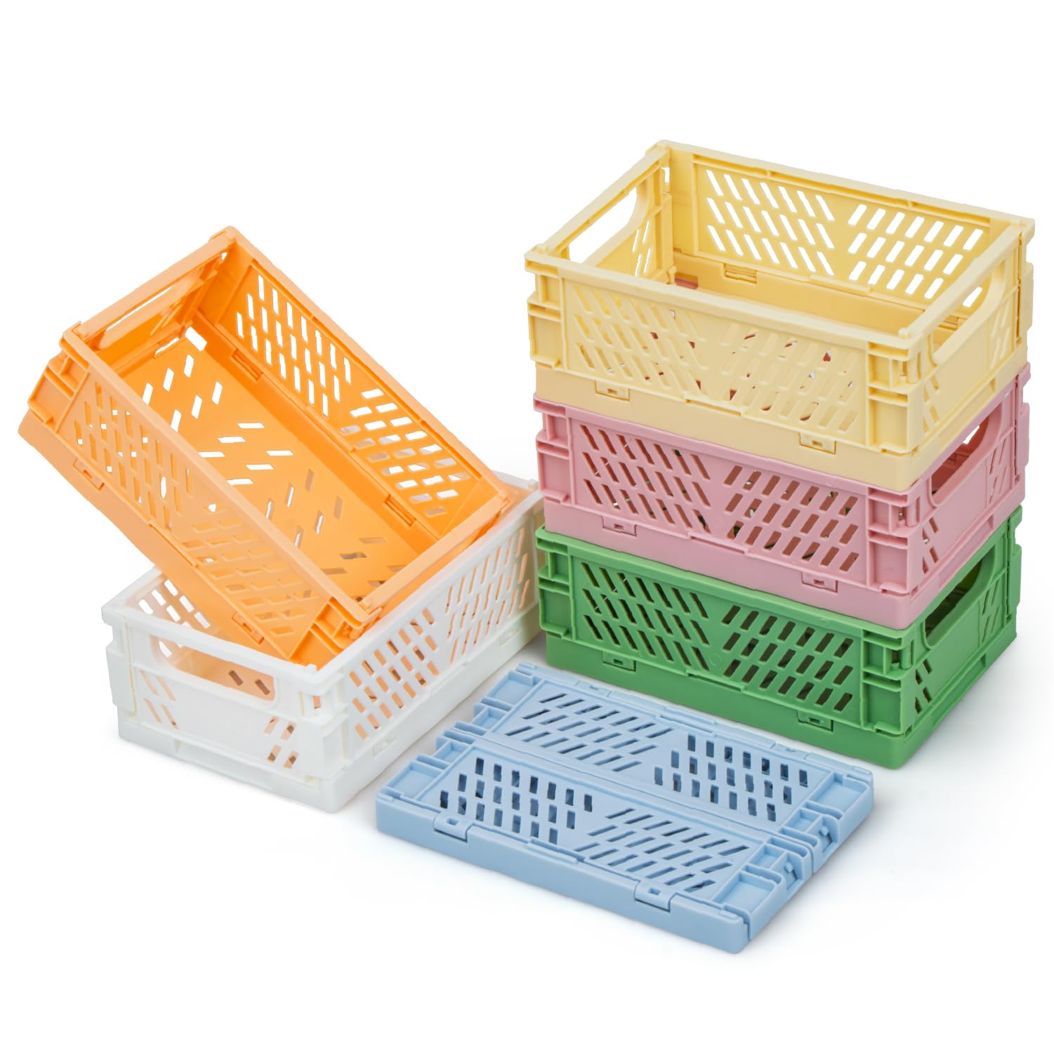 iHomara 6X Faltbarer Aufbewahrungskorb, Stabiler Klappkorb (15*9.8*5.7cm), Multifunktionaler Aufbewahrungsbox Organisation für Schrank, Bücherregal, Badezimmer, Schlafzimmer, Küche