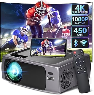 Native 1080P 5G WiFi Bluetooth Projector, 450 ANSI 15000L Full HD Outdoor Movie Projector 4K Supported, 50% Zoom & 450'' Display Home Theater Video Projector Compatible with Phone, PS5, TV Stick, HDMI