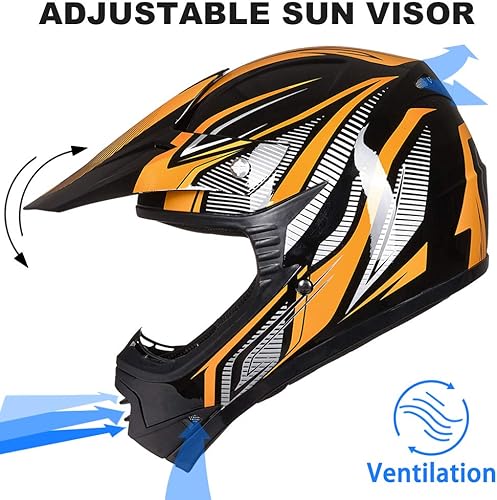 Miniatura 10 de ILM - Casco con gafas de seguridad y guantes deportivos para niños y adolescentes, para motocross, cuatrimoto, motocicleta, todoterreno. Aprobado