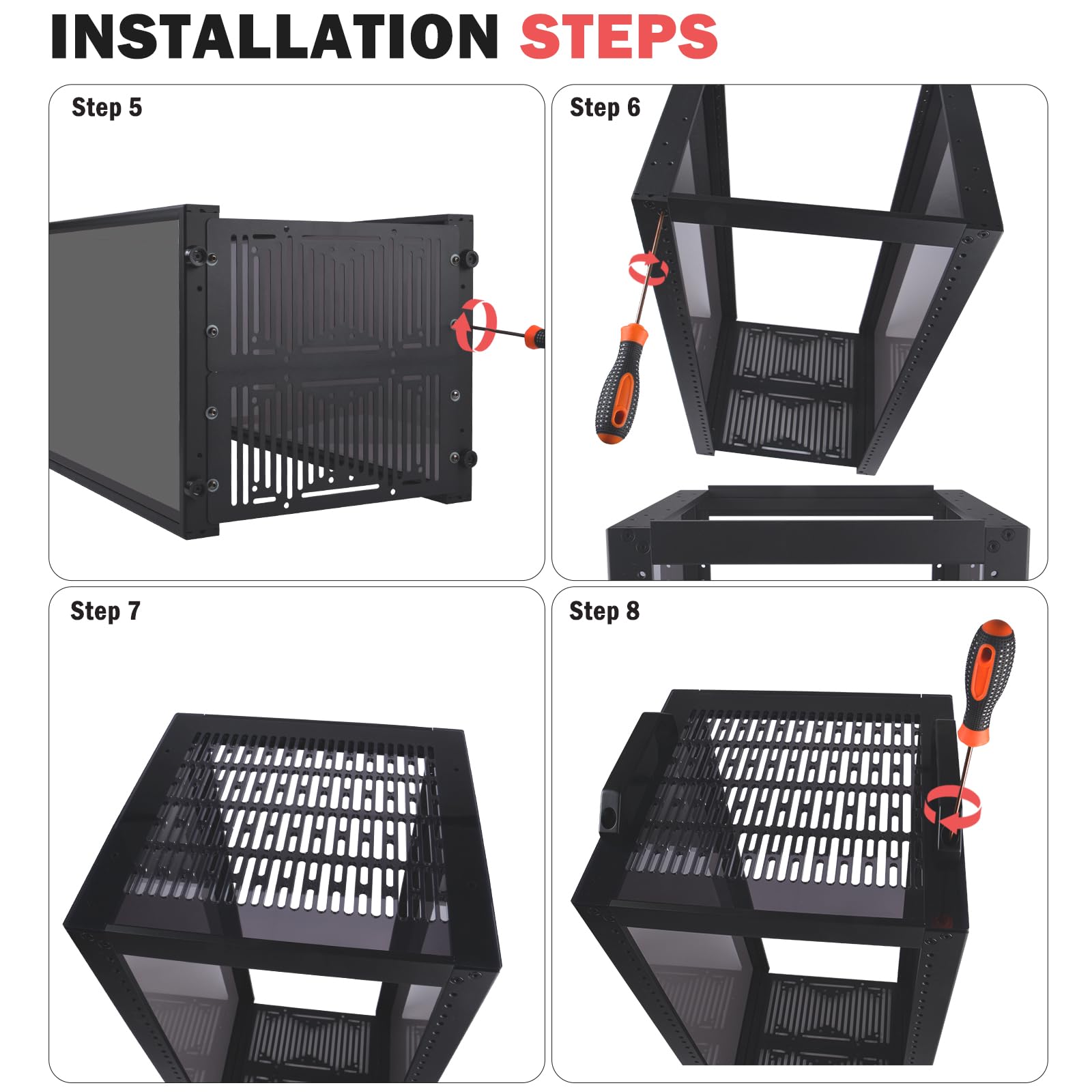 GeeekPi DeskPi RackMate T2 – 10 Pouces 12U Mini Baie Serveur Profondeur 260 mm, avec Plateau de Rack, Panneau de Ventilation et Panneau de Brassage 12P, pour équipements AV, NAS et serveurs, Noir
