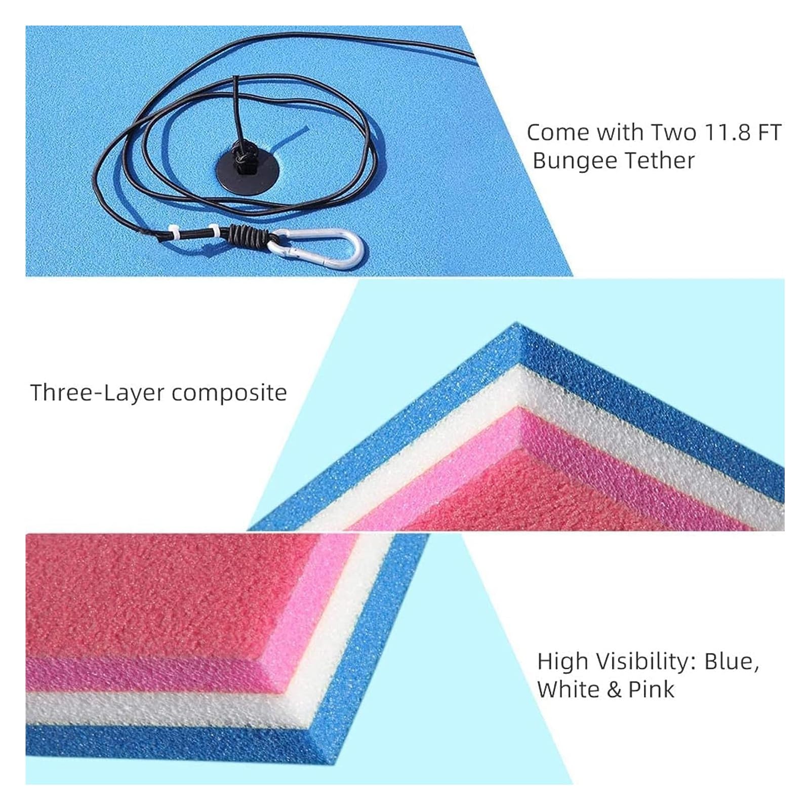 Tappetino Galleggiante per Acqua, Materassino Galleggiante in Schiuma for Adulti attività acquatiche Piscina, Lago, Mare for Un Divertimento illimitato(Pink,2.7mx1.3mx3.3cm)