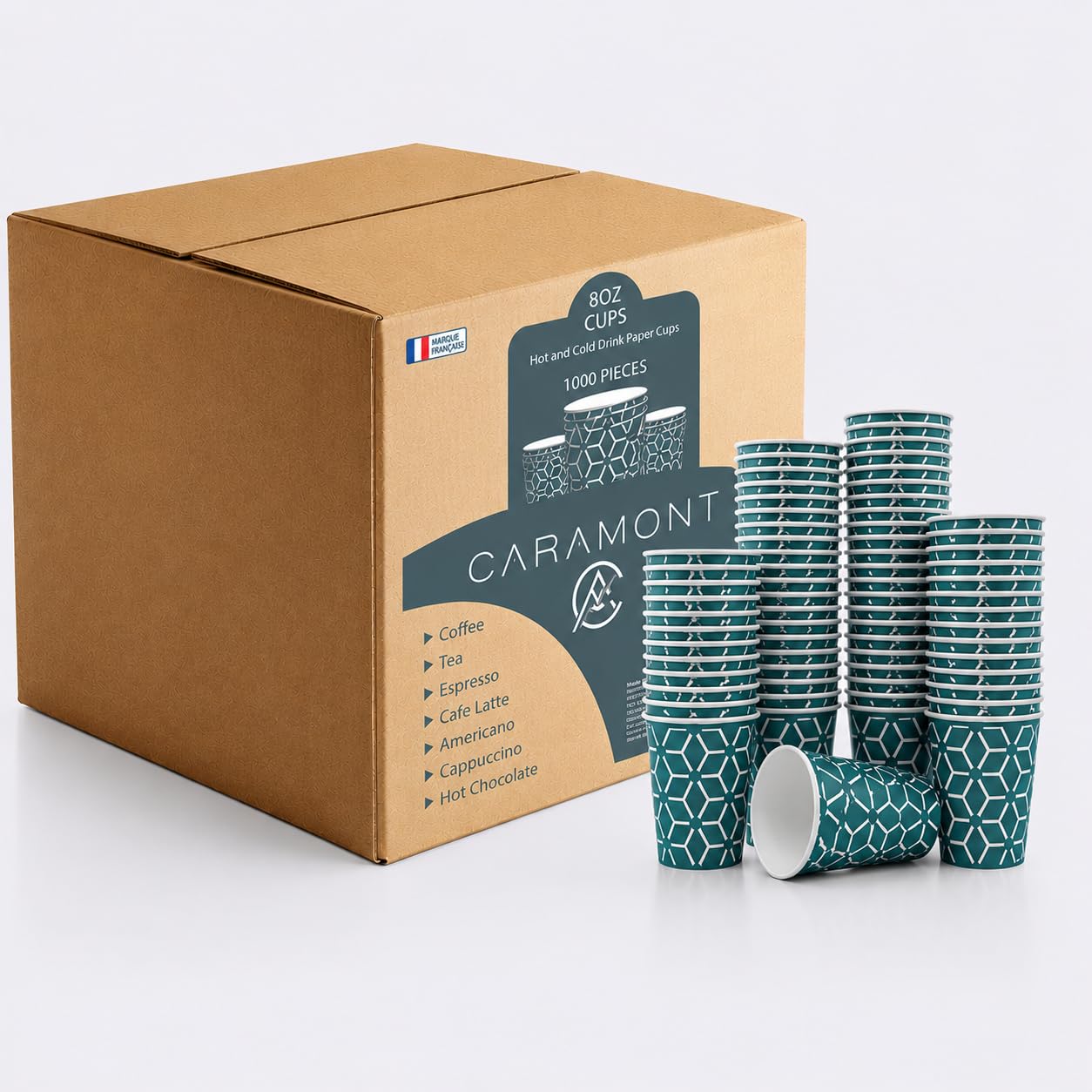 Einwegbecher aus Karton, hitzebeständig, hochwertiger Karton, ideal für Kaffee, Tee, heiße und kalte Getränke bei Veranstaltungen wie Geburtstagen, Empfang, 8 oz - 1000 Stück