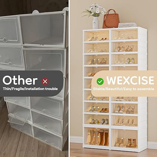 Miniatura 6 de WEXCISE Organizador de zapatos de gran capacidad, 9 niveles, 36 pares, organizador de zapatos alto plegable con puerta transparente, caja de