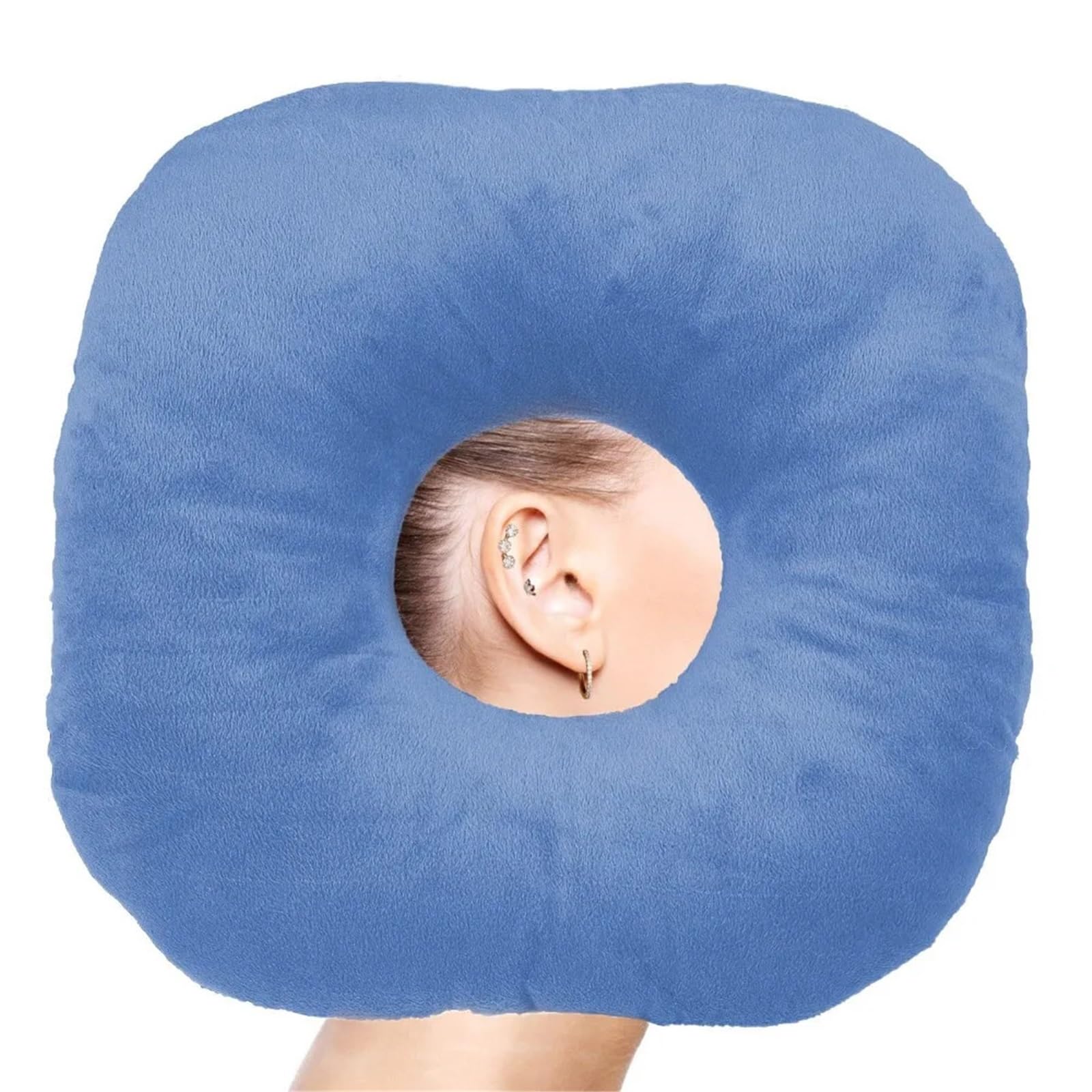 Ayztantine Ear Piercing Pillow with an Ear Hole Cotton Filling Ear Piercing Pillow Breathable Portable with Hole Comfortable Ergonomic Earring(Blue)