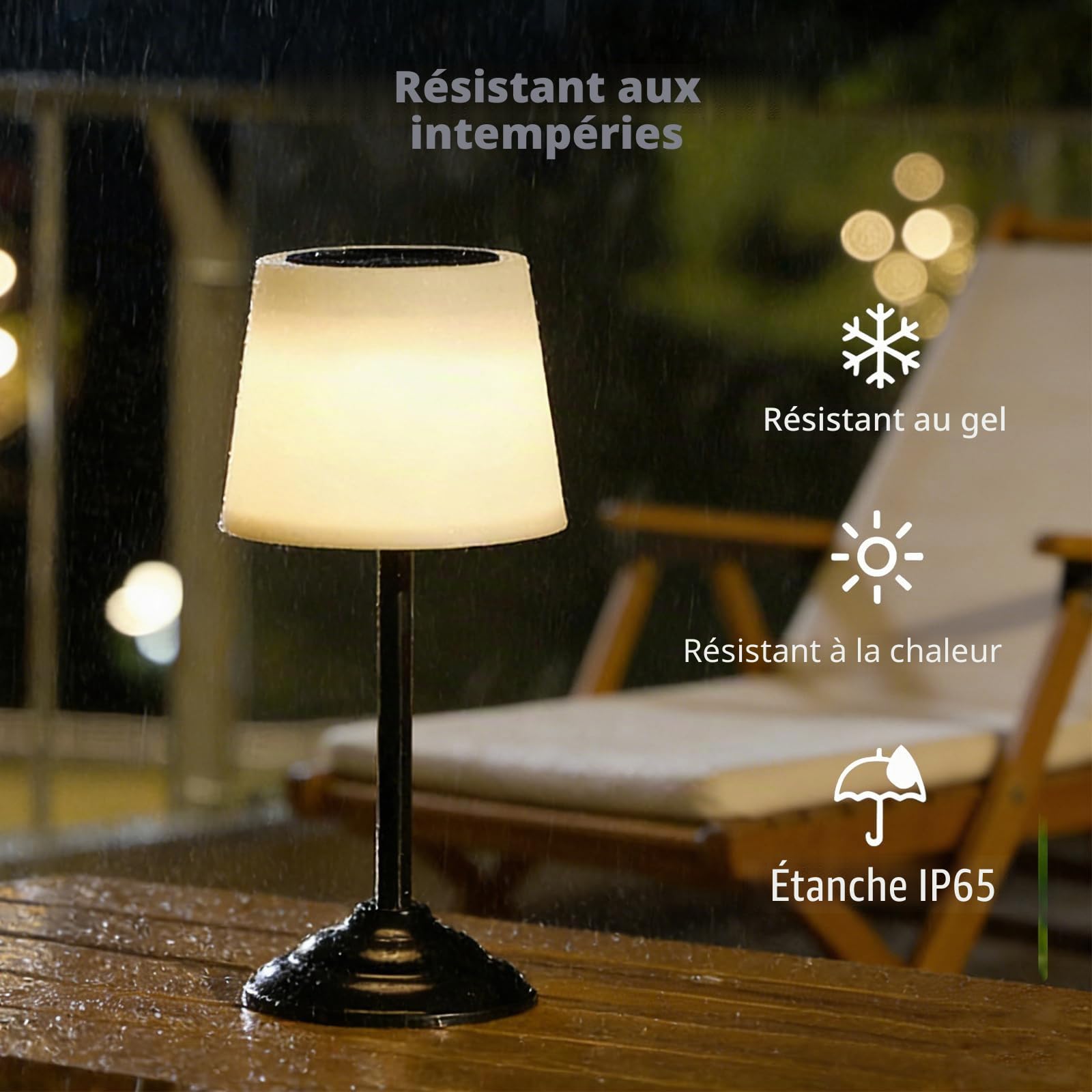 BYZESTY Lot de 2 Lampes de Table Solaire Exterieur, Lampe de Table Solaire Cabless, Lampes de Table d'Extérieur Warm White, Lampe Terrasse Exterieur pour Jardin, Balcon ou Patio