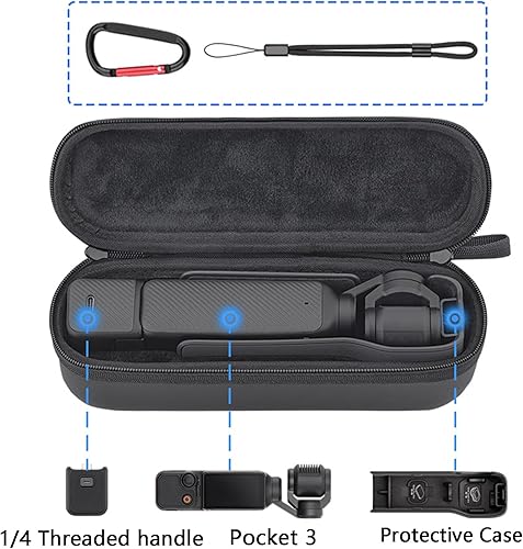 Miniatura 5 de Estuche de transporte para DJI Osmo Pocket 3 Cámara portátil PU impermeable Bolsa de almacenamiento de viaje Estuche de transporte duro Bolsa de