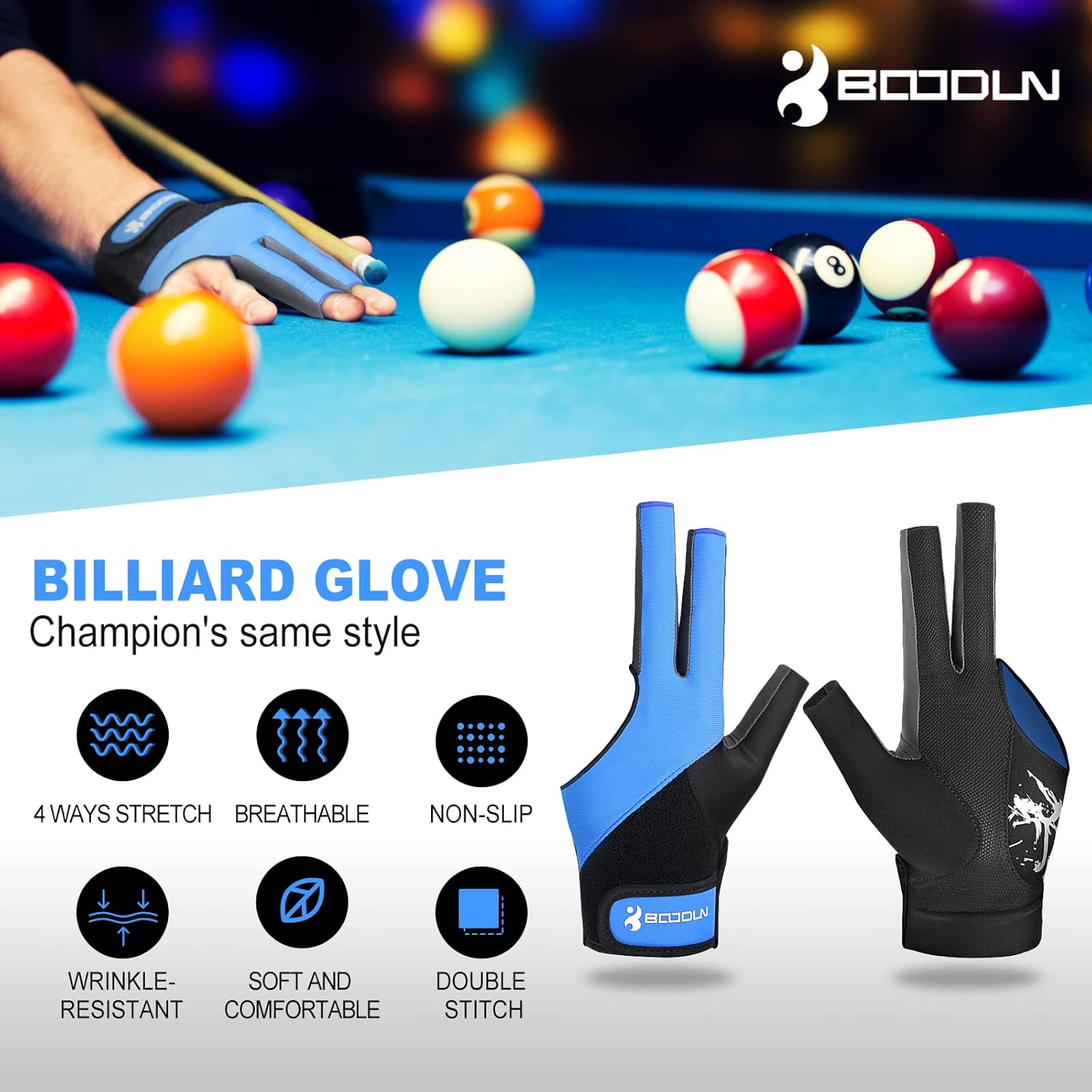 Lion helper Billiard Pool Gloves for Left Hand 3 Finger, Splicing Process, Snooker Cue Sport Glove Popular Sizes for Men & Women : Sports & Outdoors