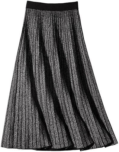 CHARTOU Women's Winter Reversible Stretchy Waist Knitted A Line Pleated
