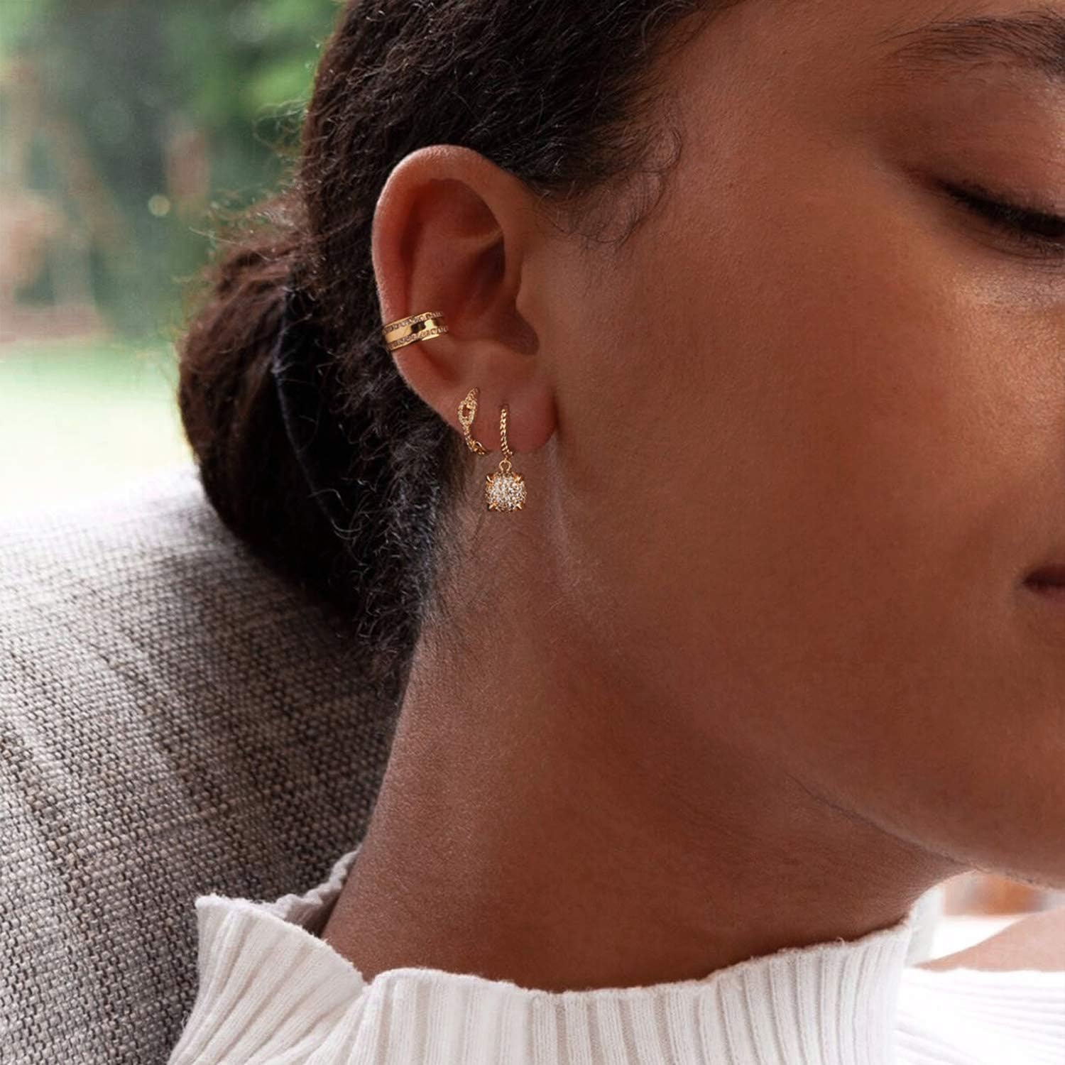 MYEARS Women Earrings Gold Huggie Hoop Dangle Drop 14K Gold Plated Small Simple Hypoallergenic Everyday Jewelry - Image 2