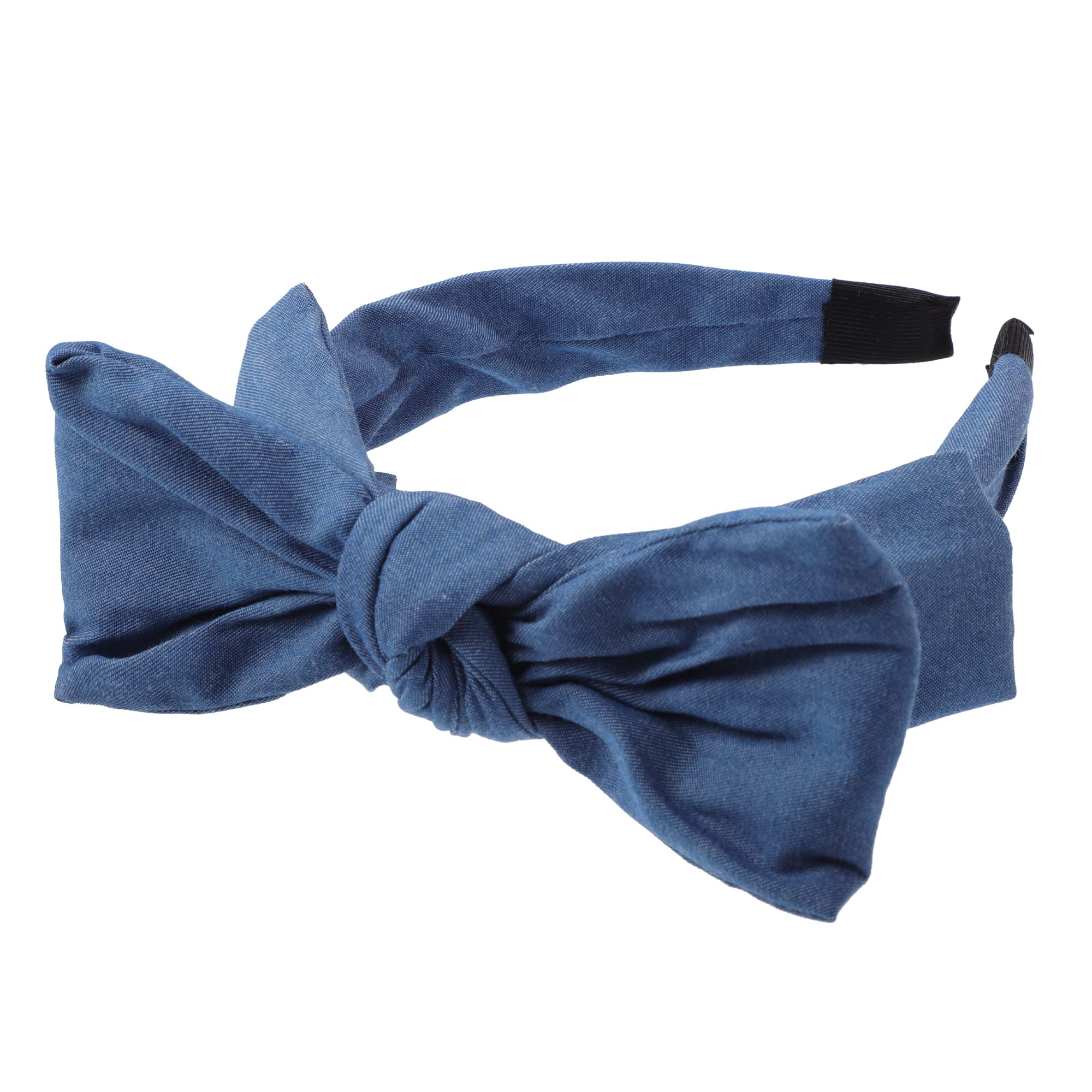VOCOSTE 1 Pcs Double Bow Knot Headband, Fashion Hairband for Women, Deep Blue, 1.34 Inch Wide