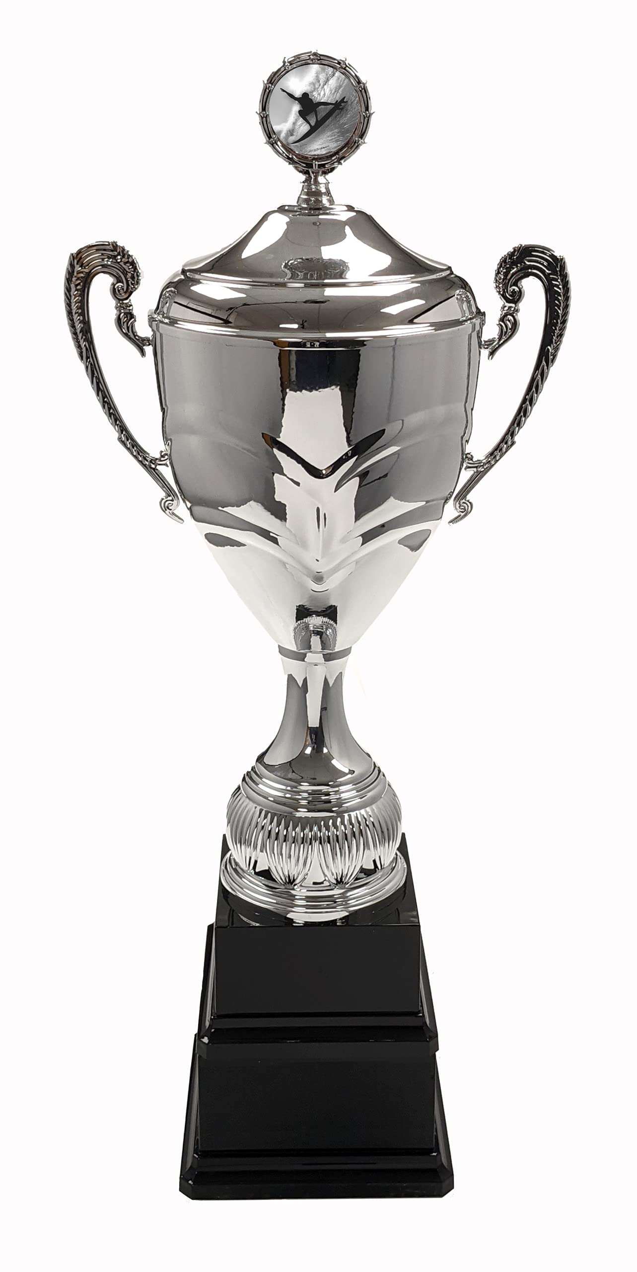 Trophy MonsterSurfing Super-Sized Double Base Cup | Metal Bowl, Handles, Lid | Free Engraving | Free Logo on Lid | Ideal Annual Award to last Lifetime | 3 sizes 595mm – 685mm