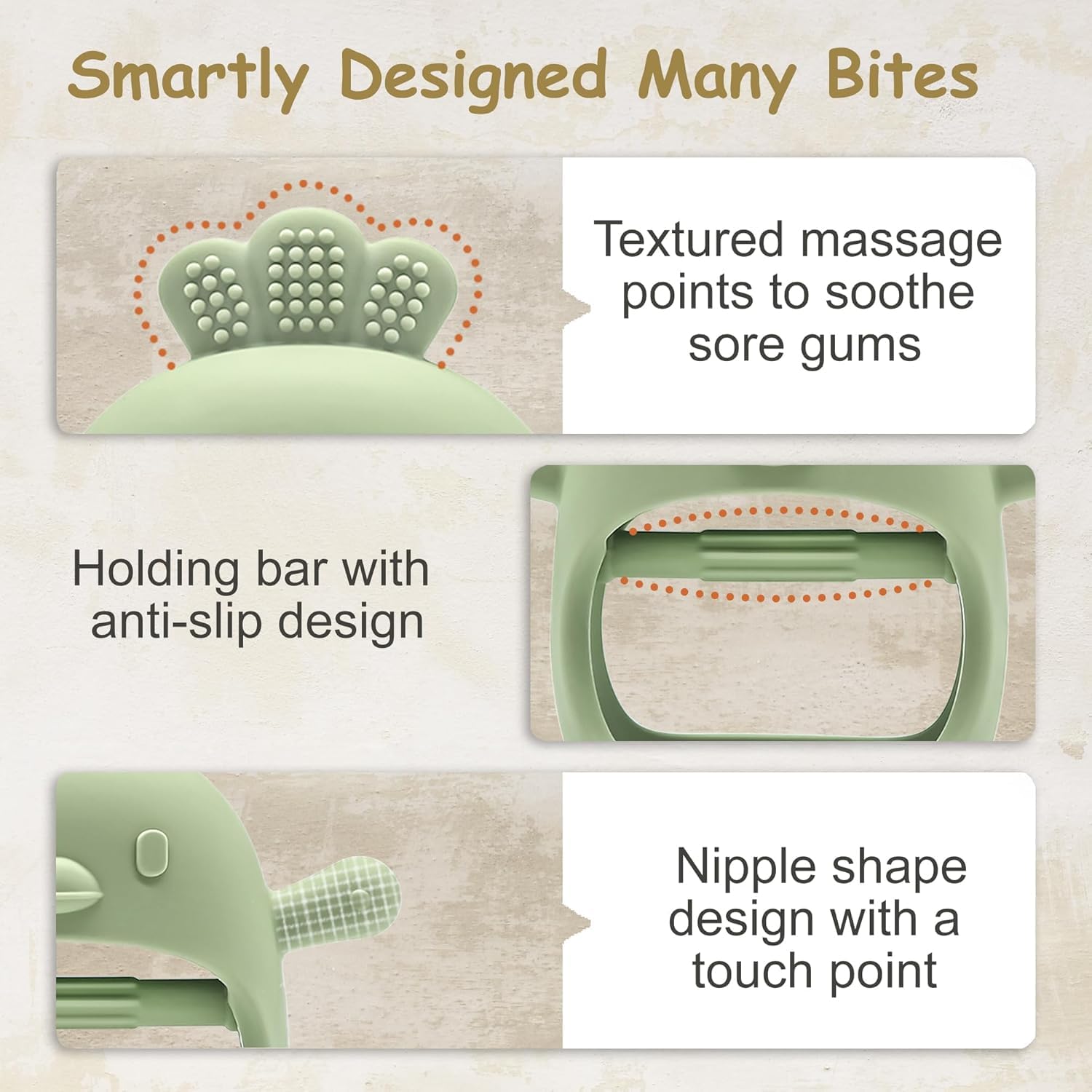 TKLake 2 Pack Baby Teething Mittens, Soft Silicone Teething Gloves for Babies 0-6 Months - Image 4
