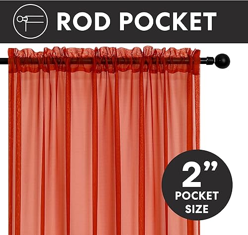 Miniatura 3 de Regal Home Collections Cortinas traslúcidas de gasa ligeras y sólidas, con bolsillo para barra, paneles de cortina traslúcidas para ventana de sala