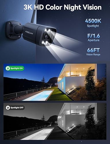 Miniatura 5 de FOSCAM Cámaras de seguridad 3K 5MP inalámbricas para exteriores, cámara WiFi de 5 GHz y 2.4 GHz para seguridad del hogar, cámara de vigilancia