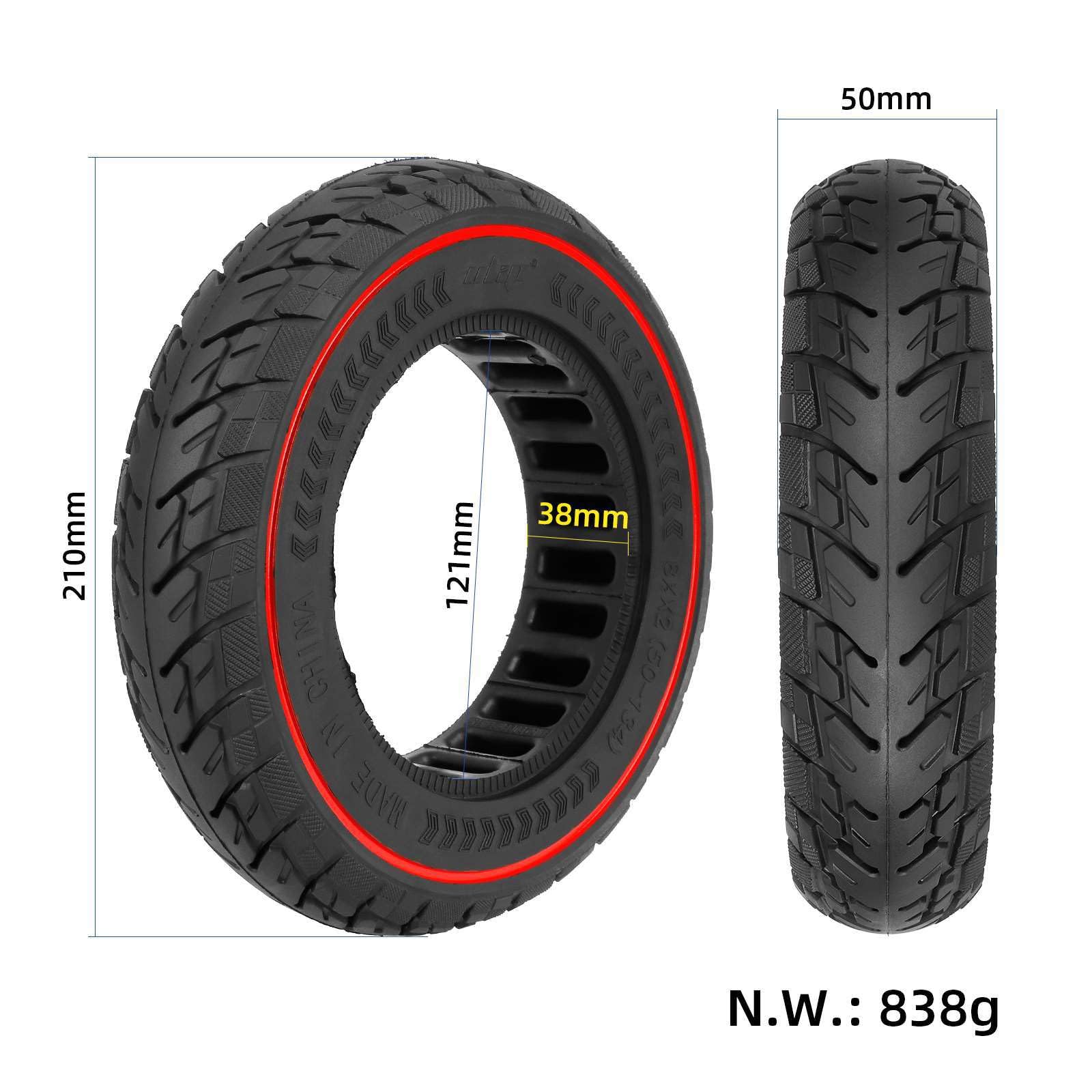 8.5×2 Off-Road Solid Tire for ZERO 8 9 VSETT 9 Electric Scooter 8.5 Inch 8.5 * 2 Anti-Punctured Honeycomb Solid Tyre Tire