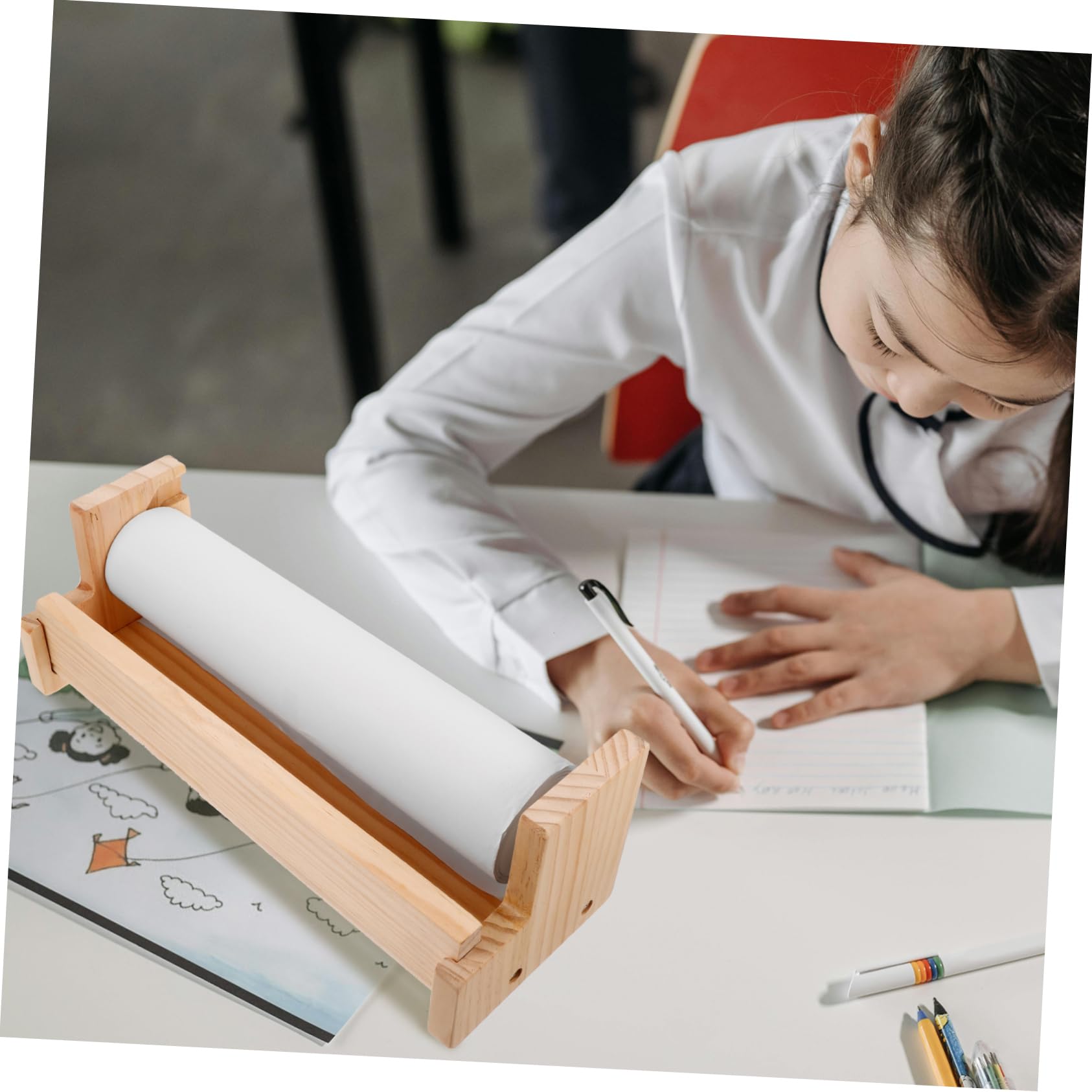 HOMSFOU Cavalletto da Tavolo per Pittura in Legno Multifunzionale Salvaspazio Rotolo di Carta per Attività Creative e Doodling per Ragazzo Ragazza