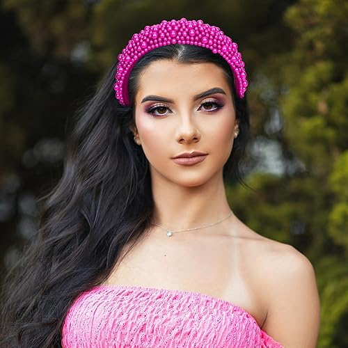 Miniatura 8 de Wecoe Diadema con cuentas de perlas, accesorio para el cabello navideño de lujo para mujeres, niñas, regalo de cumpleaños