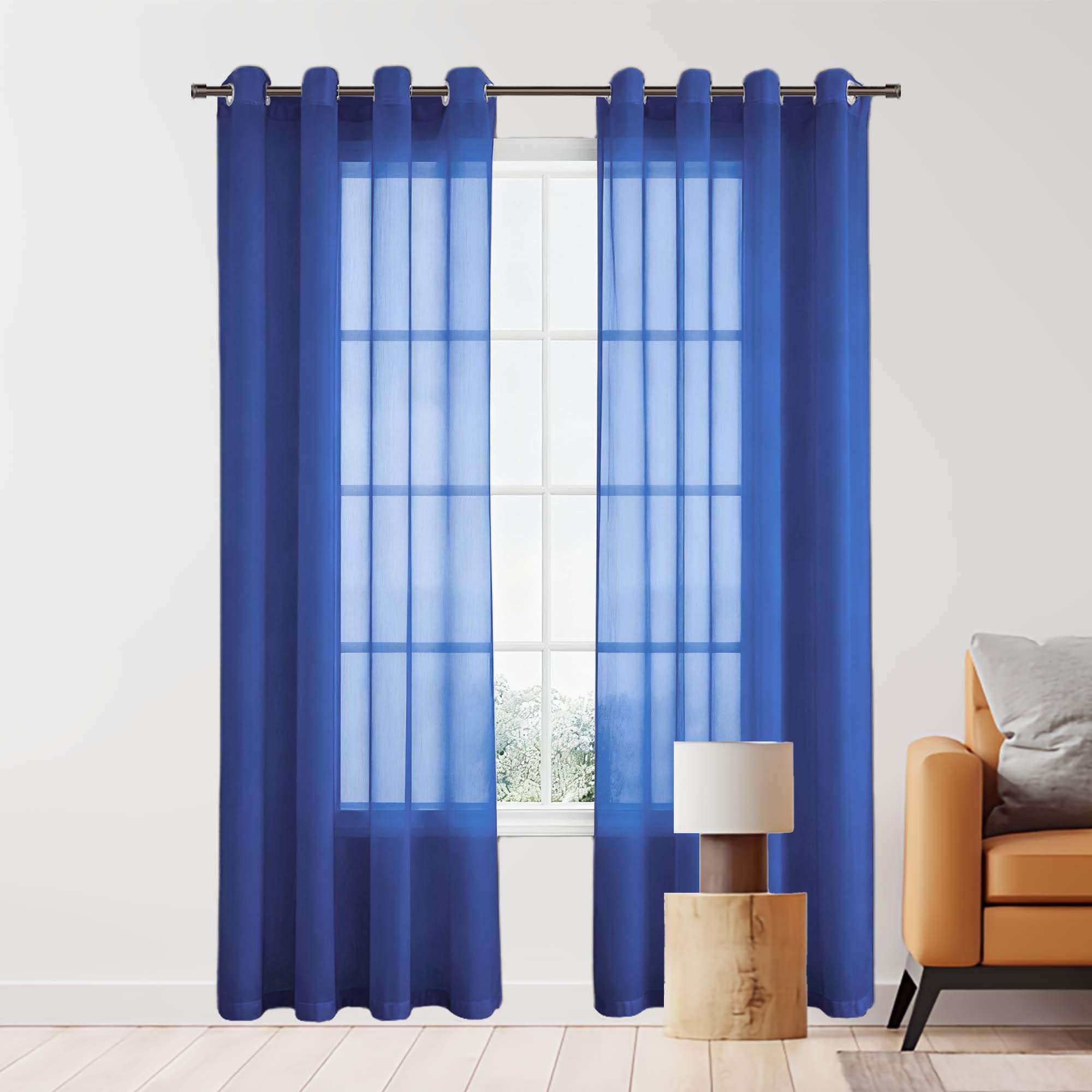 Rideaux voilages à oeillets bleu foncé 300x325 transparent intérieur salon chambre cuisine
