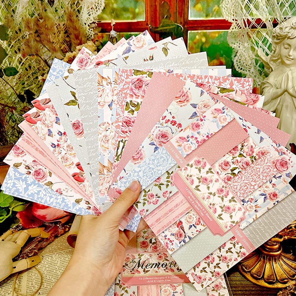 24 vellen scrapbooking kartonnen papieren pads, 12 ontwerpen