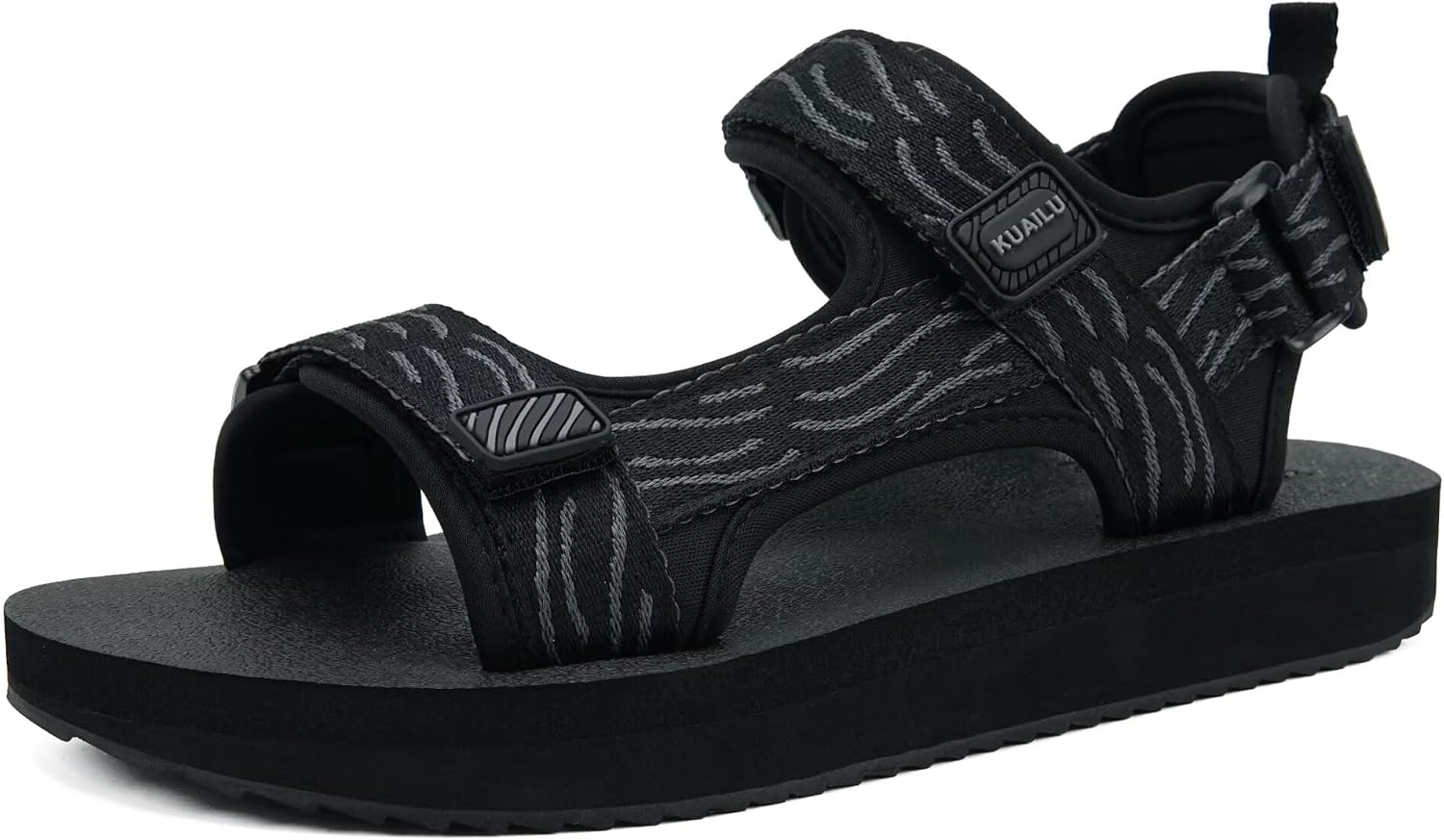 KuaiLu Men's Sandals with Arch Support Yoga Mat Insole Adjustable Straps Lightweight Chunky Cushioned Athletic Walking Shoes For Man Outdoor Trail, Beach, Light Hiking & Travel